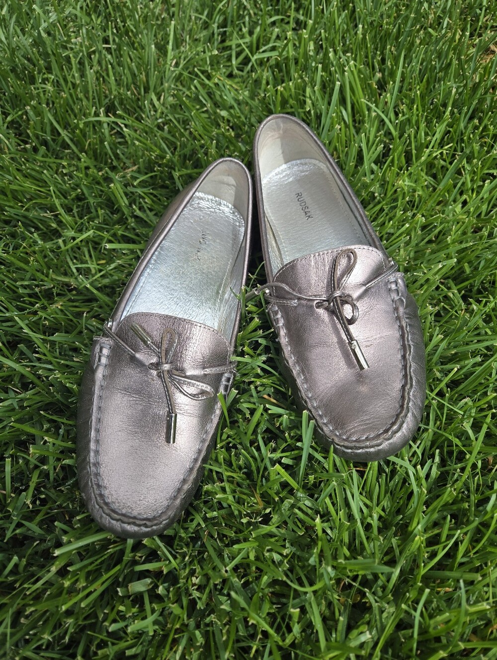 RUDSAK - Pewter Leather Loafers/Moccasins - Size 38 - 7ish